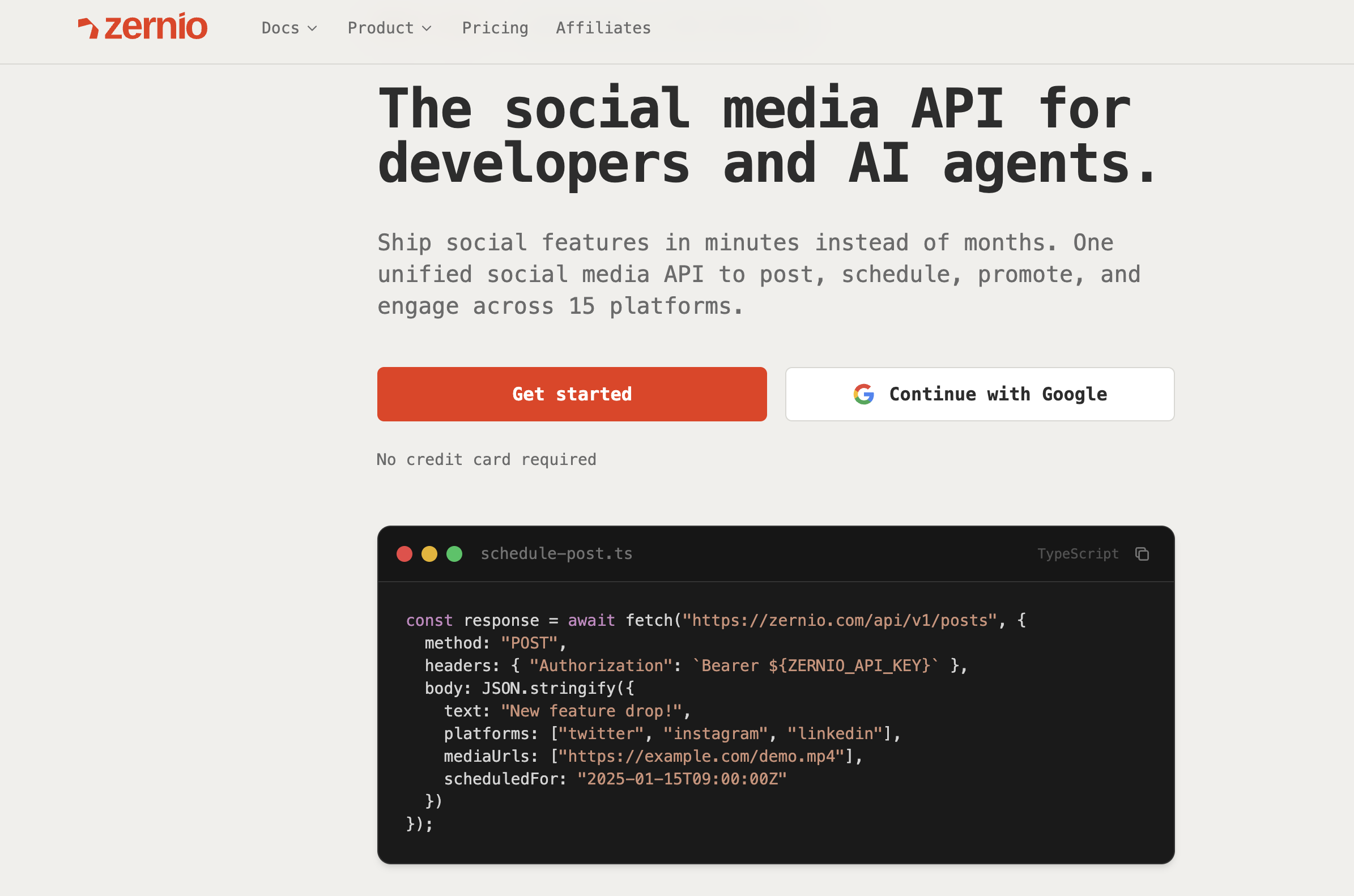 zernio is a social media scheduling API